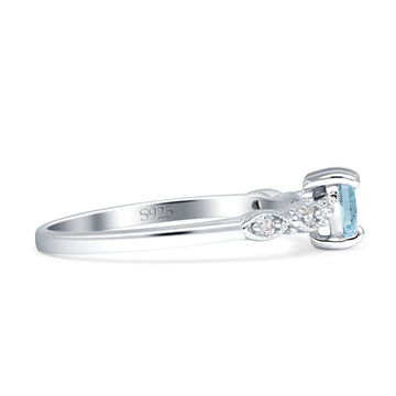 Heart Leaf Vintage Promise Ring Aquamarine CZ Solid 925 Sterling Silver Wholesale